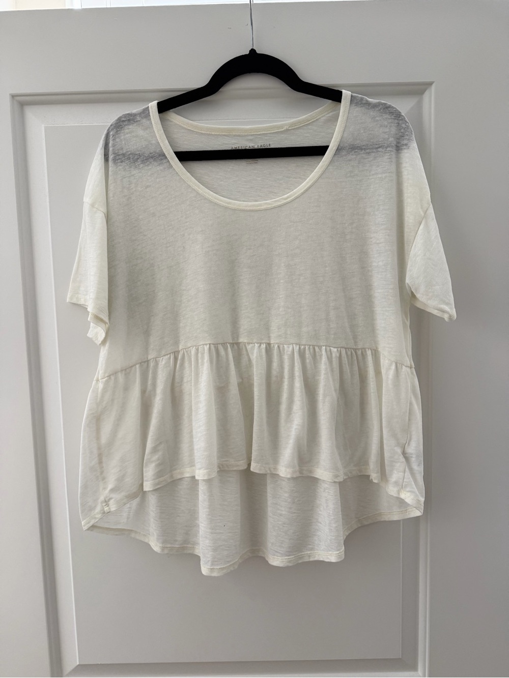 American Eagle Outfitters Cream Tiered Short-Sleeve Tee